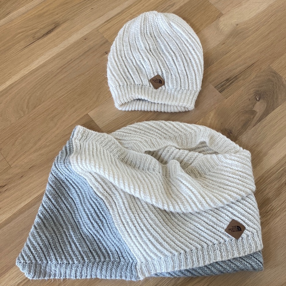 The North Face hat and scarf